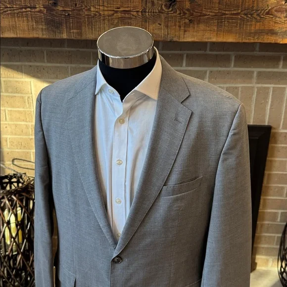 Hugo Boss mens 44R stretch gray micro pattern 2-button wool suit jacket EUC - Picture 2 of 8